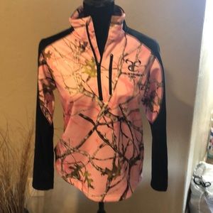 True timber 1/4 zip pink camp pullover